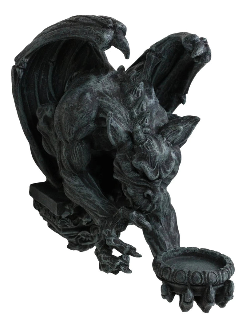 Gargoyle Candle Holder, 12"H Gothic Wall Sconce Sculpture Plaque, Fantasy Home Decor for Mantle, Wall, Garden, or Indoor Display-8