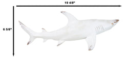 Nautical Ocean Marine Great White Shark Swimming Antiqued White Figurine 19.5"L-9