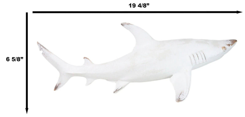 Nautical Ocean Marine Great White Shark Swimming Antiqued White Figurine 19.5"L-9