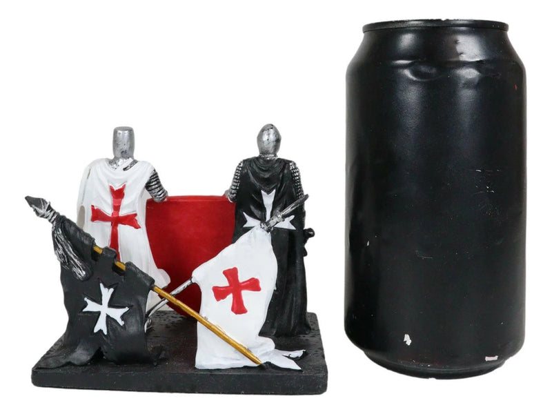 Medieval Black White Crusader Swordsman Knights Business Cards Holder Figurine-8