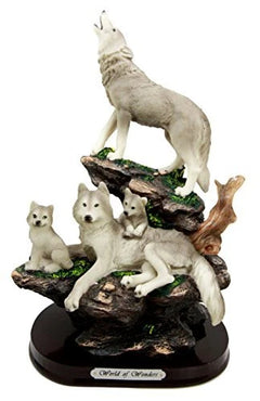 Moon Howling Timberwolves Wolf Pack Family Decorative Figurine 8.5"H-10