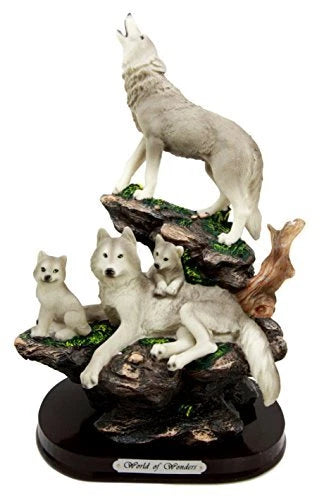 Moon Howling Timberwolves Wolf Pack Family Decorative Figurine 8.5"H-10