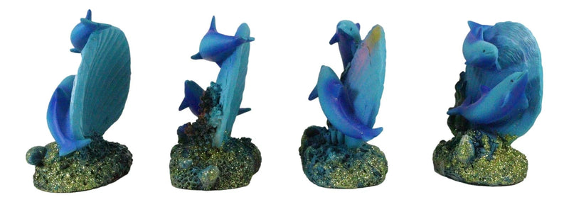 Nautical Ocean Marine Reef Swimming Dolphins Fish W/ Clams Mini Figurines-7
