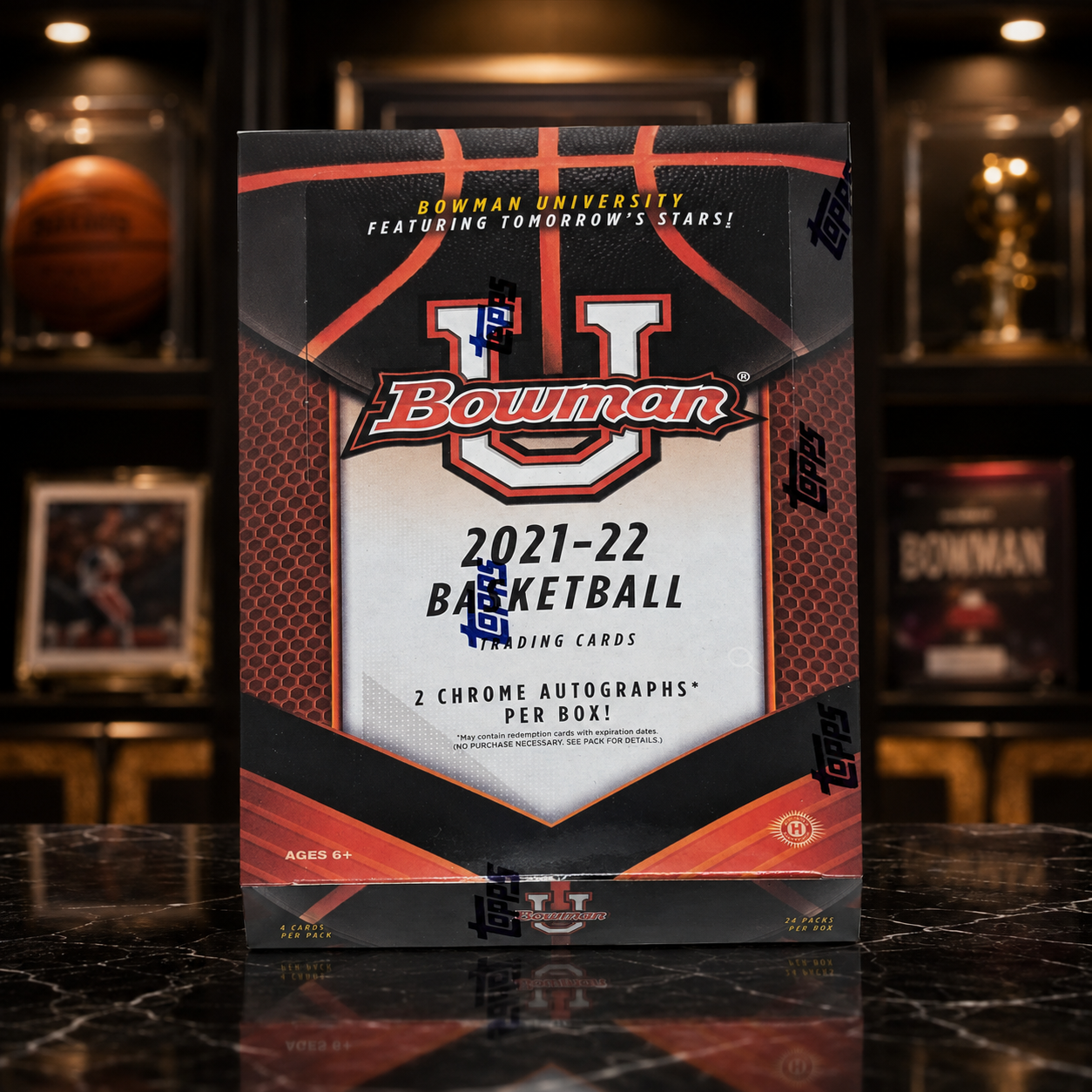 Chrome Basketball Cards 2021-22 Bowman University Hobby Box, 96 Cards, 24 Factory Sealed Packs, 2 Chrome Autographs, Refractors And Inserts