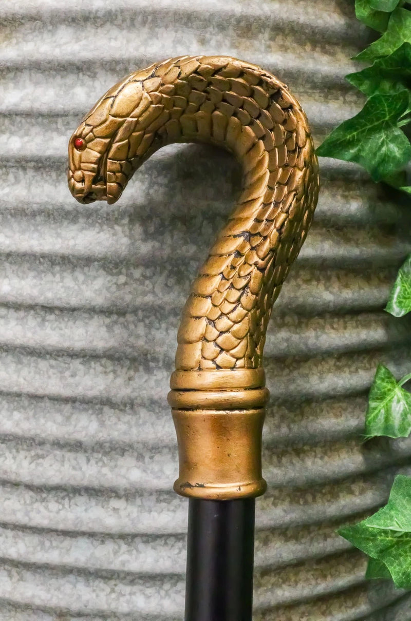 Golden Egyptian God Uraeus Cobra Head Prop Decorative Walking Cane 39"H-8