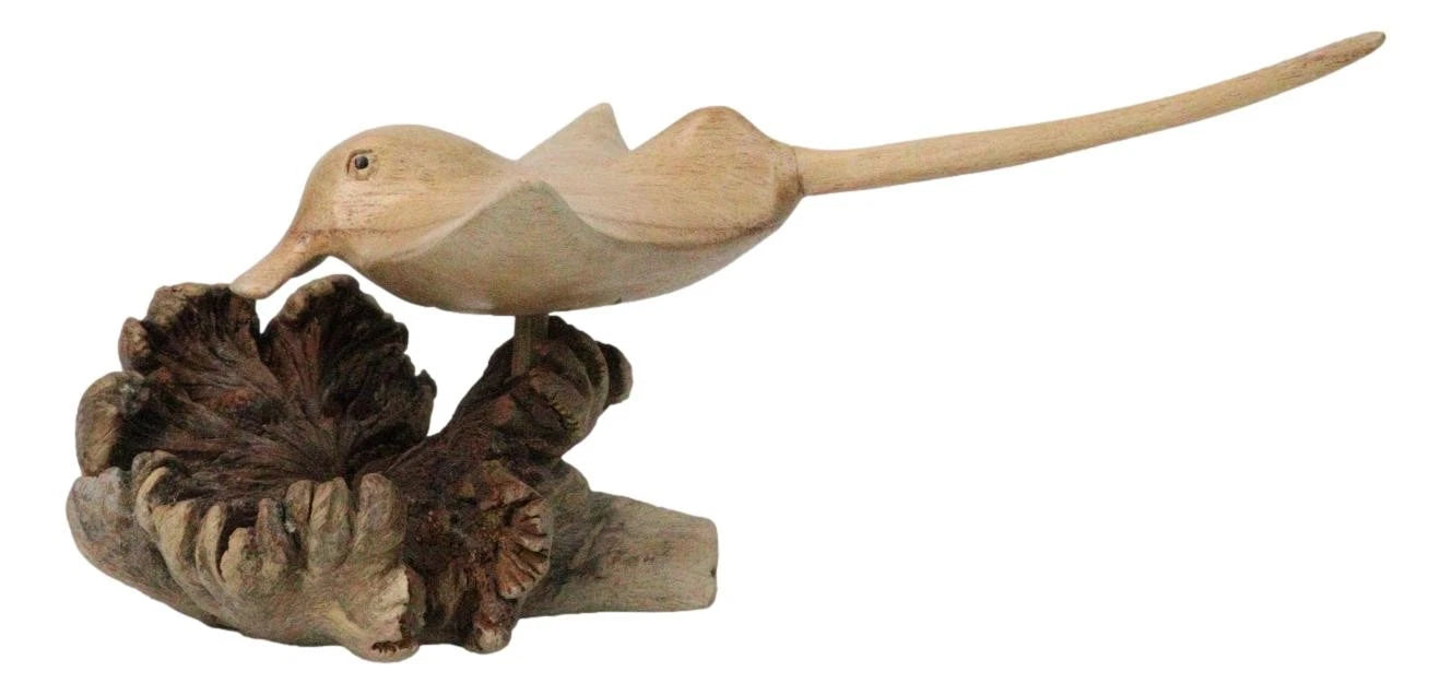 Marine Balinese Hand Carved Coral Reef Manta Ray On Burl Parasite Wood Base 8"L-9