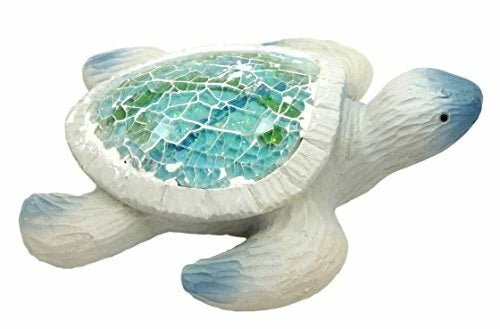 Coastal Ocean Giant Sea Turtle Decorative Figurine With Crushed Glass Shell-8