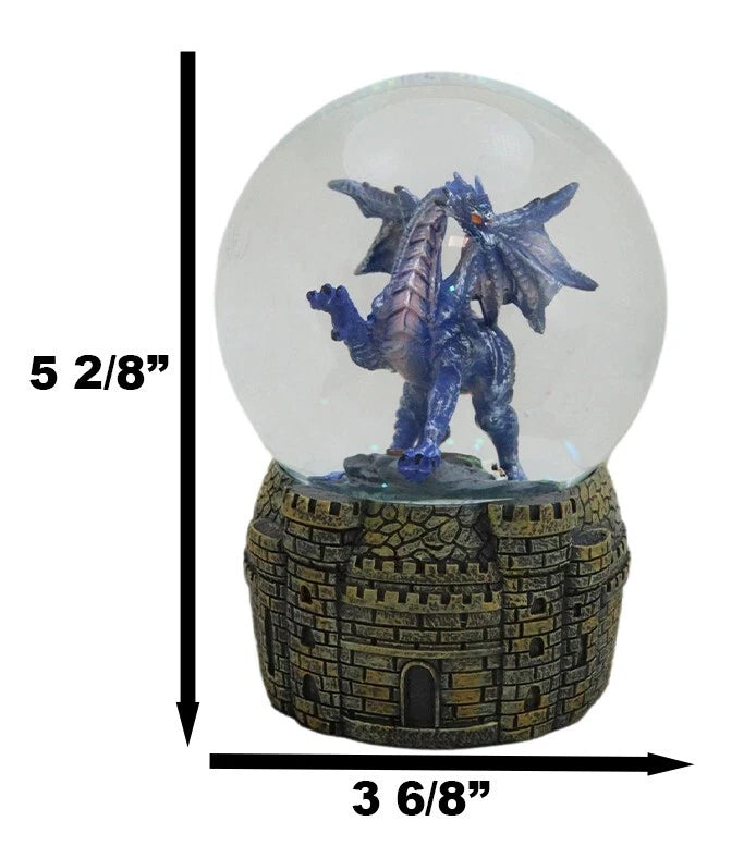 Legends Fantasy Blue Midnight Dragon Water Globe With Glitters Figurine 100mm-8