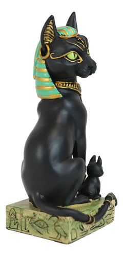 Egyptian Goddess Sitting Cat Bastet Mother With Kittens Statue in Vivid Colors-6