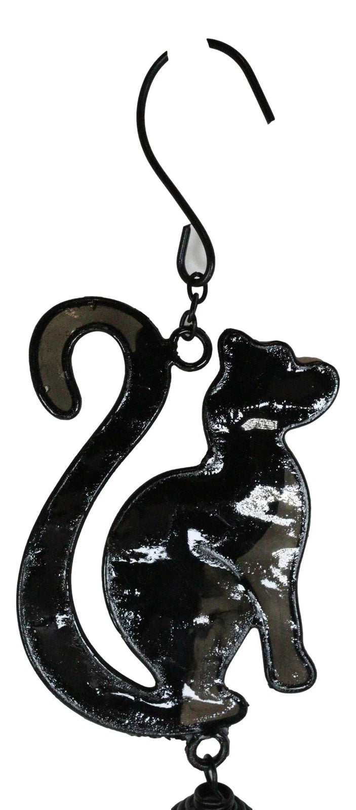 Wicca Witchcraft Black Cat Shadow Profile Stained Glass Wind Chime Suncatcher-8