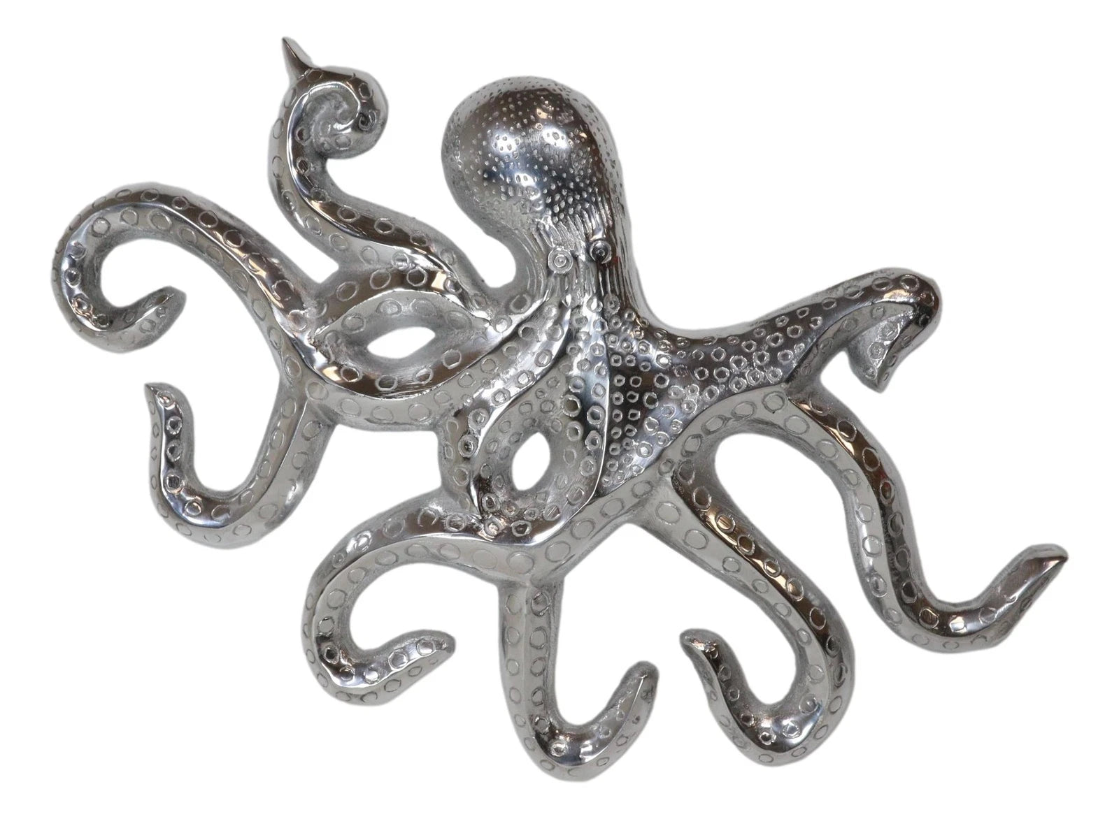 18"L Nickel Plated Aluminum Nautical Marine Sea Octopus Wall Decorative Plaque-9