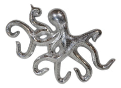 18"L Nickel Plated Aluminum Nautical Marine Sea Octopus Wall Decorative Plaque-9