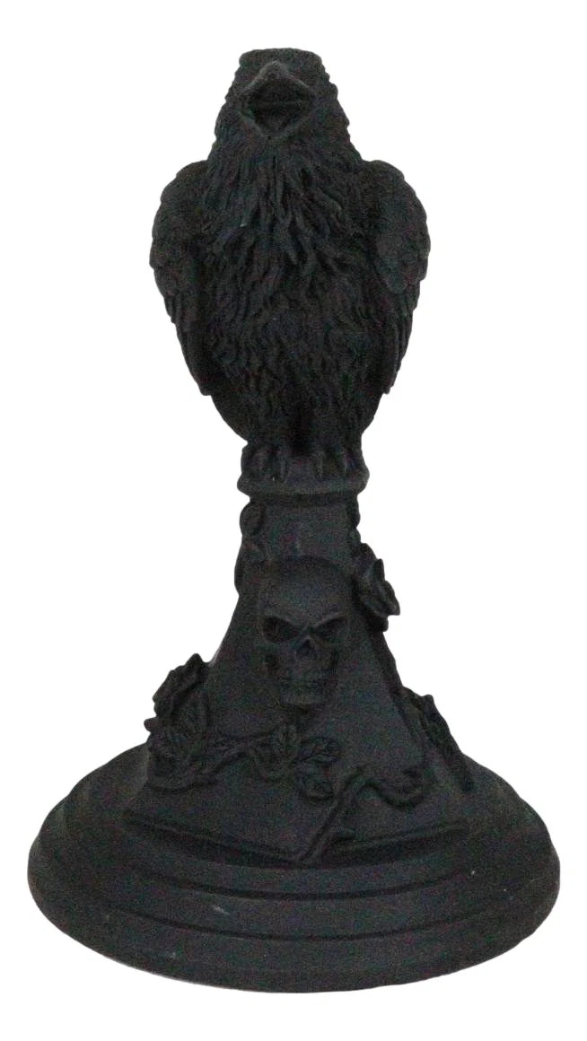 Gothic Poe Raven Crow Black Rose Skull Tombstone Tea Light Votive Candle Holder-10