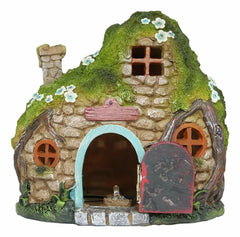 LED Light Up Enchanted Fairy Garden Stone Cottage House W/ Moving Door-11