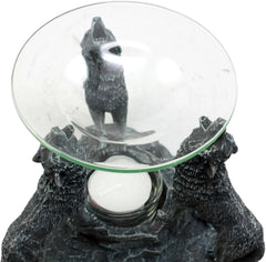 Moonlight Three Howling Wolves Candle Oil Warmer Or Wax Tart Burner Figurine-7