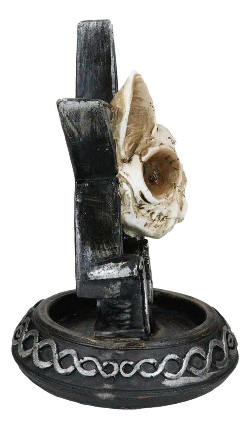 Occult Ouija Cat Skull With Triple Moon And Pentagram Backflow Incense Burner-9