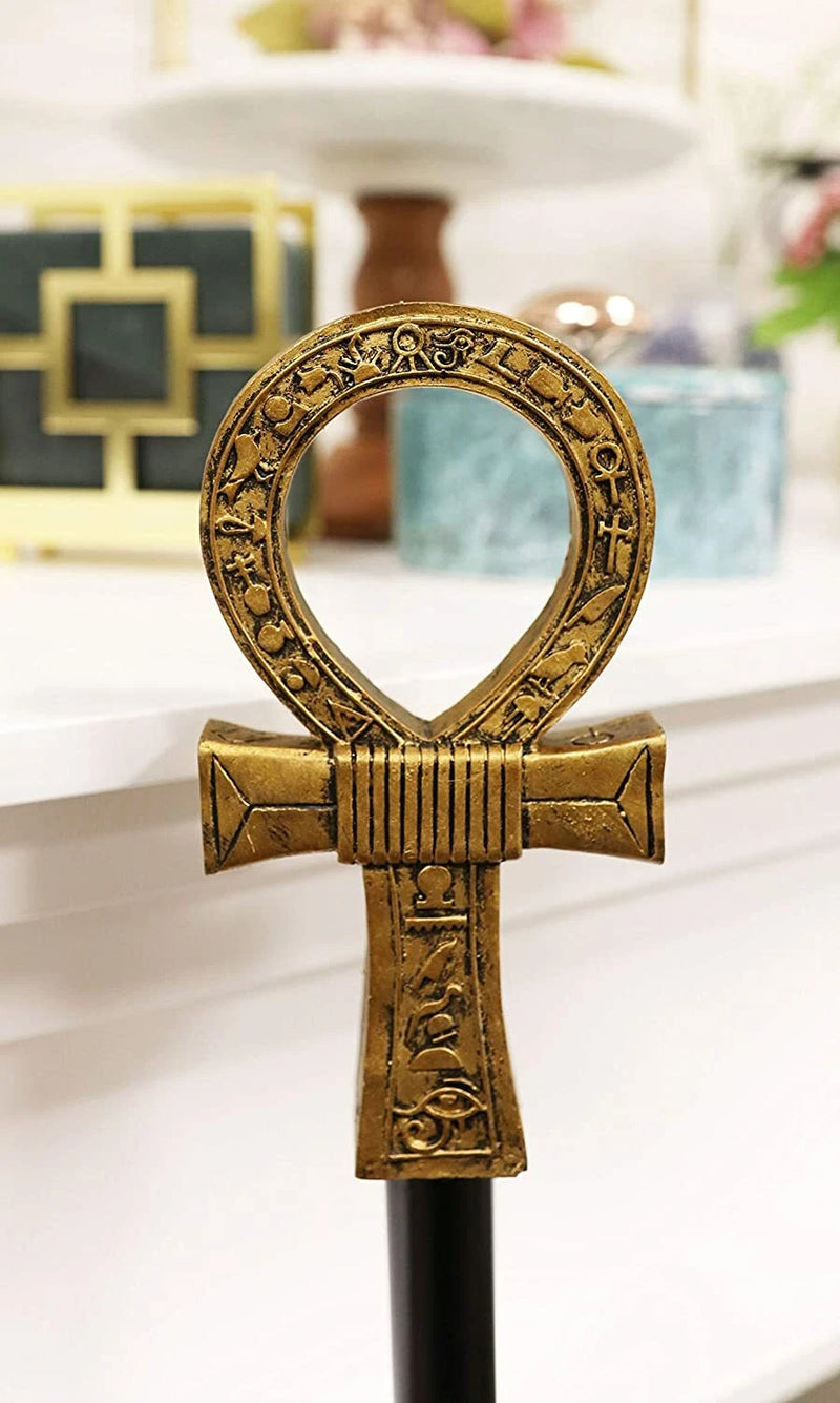 Egyptian Ankh Key of Life with Hieroglyphs Decorative Walking Staff Cane-7
