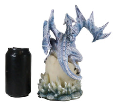 Luna Shylo Arctic Frost Dragon Emerging From Frozen Crystal Egg Hatchling Statue-8
