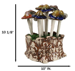Fairy Garden Colorful 12 Piece Ceramic Mushroom Picks With Planter Holder Set-9
