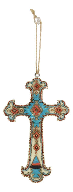 Rustic Western Native Indian Christian Crosses Set of 4 Christmas Tree Ornaments-10