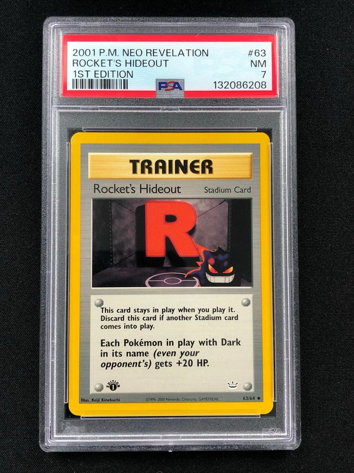 Pokemon 2001 Rocket's Hideout 1st 63/64 PSA 7