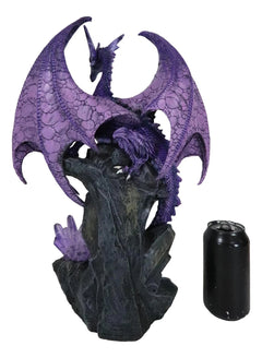 Large Hoarfrost Twilight Dragon Guarding LED Light Crystal Elements Statue-11