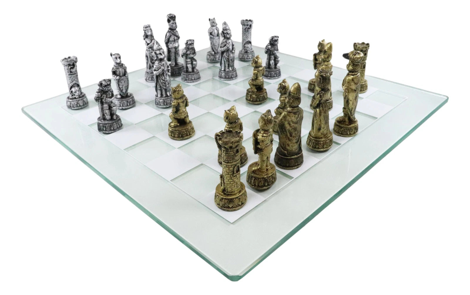 Royal Pet Cats Versus Dogs Chess Animal Character Pieces With Glass Board Set-11