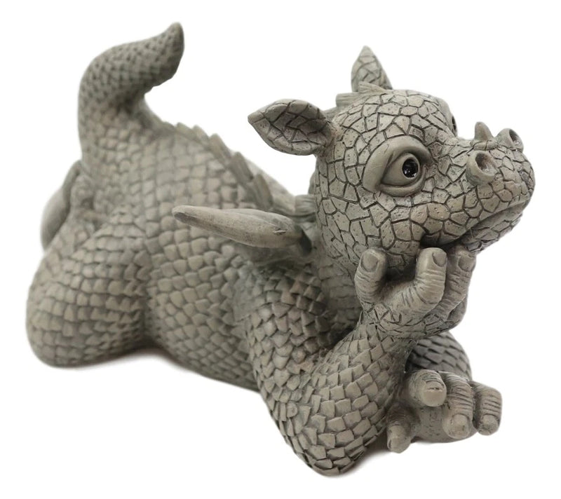 Wishful Thinking Dreamy Baby Dragon On The Ground Statue 12"L Fairy Garden Decor-6