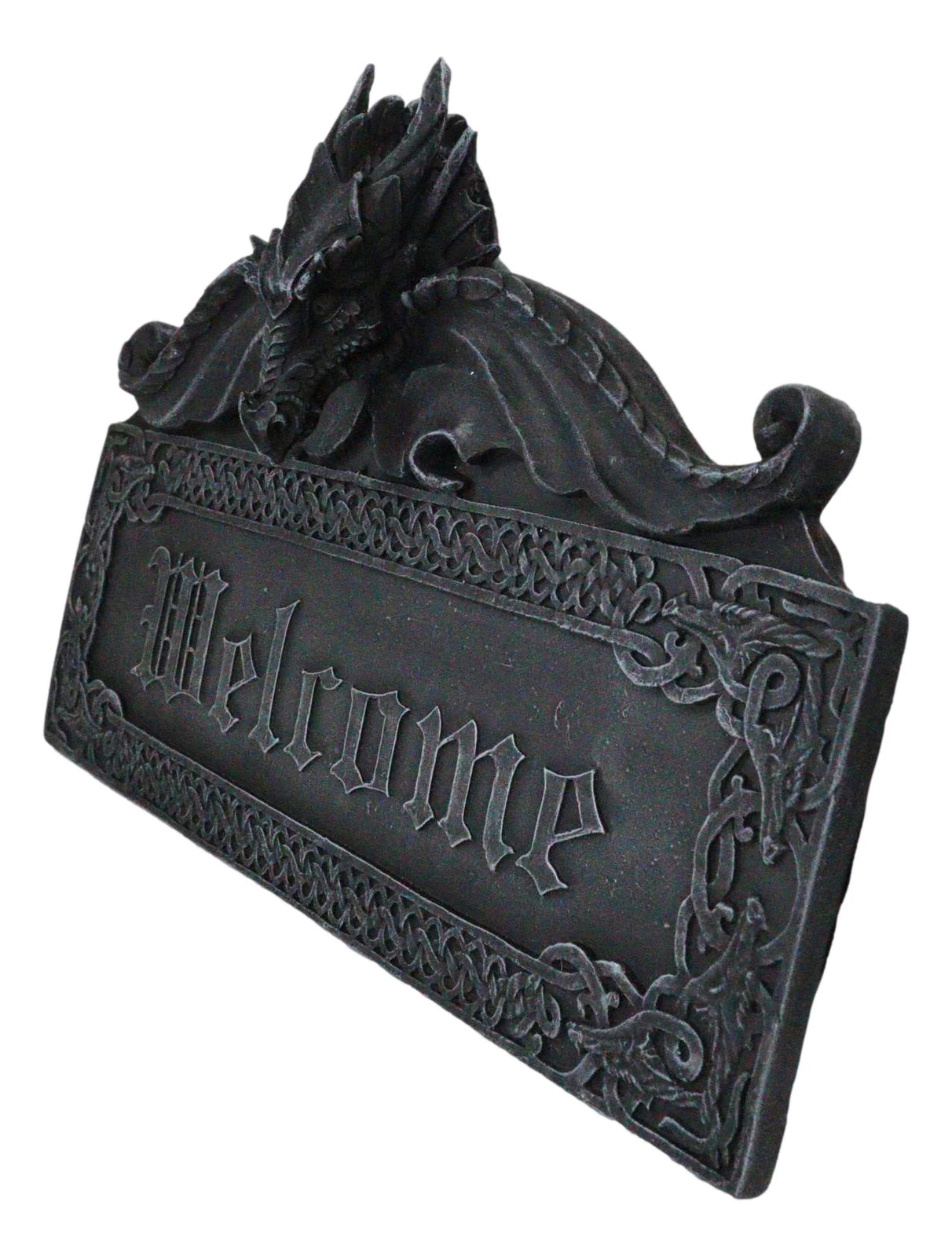 Celtic Medieval Gothic Guardian Dragon Welcome Plaque Door Wall Sculpture-7