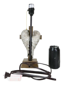 Country Western Texas Lone Star State Flag With Silver Angel Wings Table Lamp-9