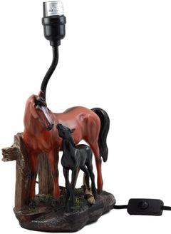 Lámpara de mesa de escritorio con pantalla decorativa de 48 cm de alto, diseño de caballo, yegua y potro de Ranch Fence-9