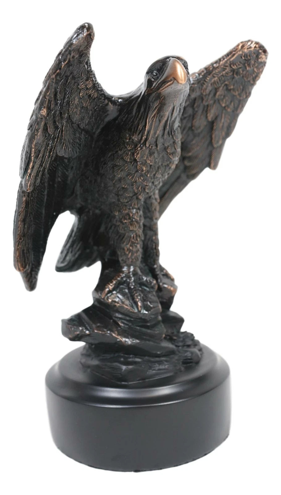 Surveyor Bald Eagle With Open Wings On Rock Electroplated Resin Statue-7