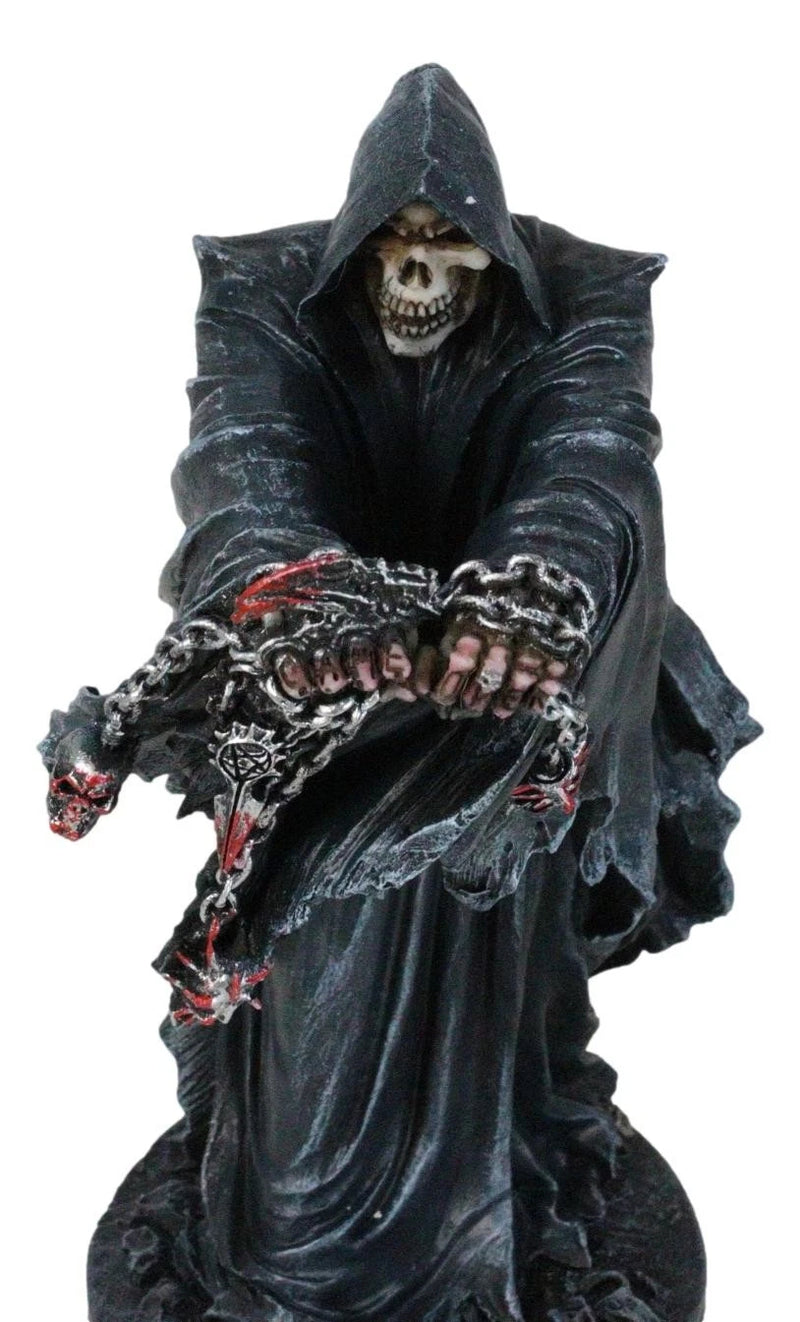 Black Angel of Death Grim Reaper With Chains Carved Knuckles Game Over Figurine-8