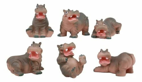 Juego de 6 hipopótamos bebés caprichosos, figuras pequeñas de hipopótamos de río de 3" de alto-6