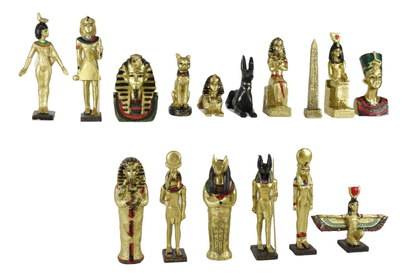 Miniature Egyptian Obelisk Gods Goddesses Pharaoh And Royalty Figurine Set of 16-9