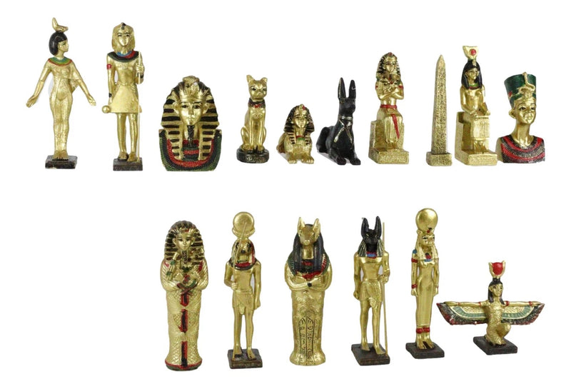 Miniature Egyptian Obelisk Gods Goddesses Pharaoh And Royalty Figurine Set of 16-9
