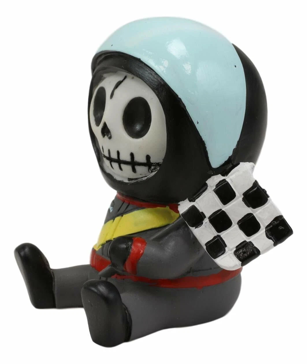 Furrybones Speed Racer With Helmet And Flag Skeleton Figurine Furry Bones Statue-5