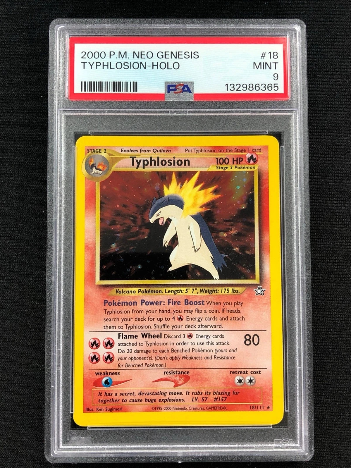 Pokemon 2000 Typhlosion Holo 18/111 Neo PSA 9-1
