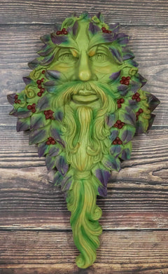 Celtic Winter Solstice Greenman Hanging Wall Decor Plaque 12.75" High-10