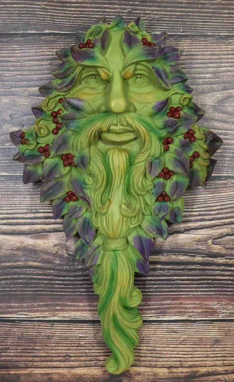 Celtic Winter Solstice Greenman Hanging Wall Decor Plaque 12.75" High-10