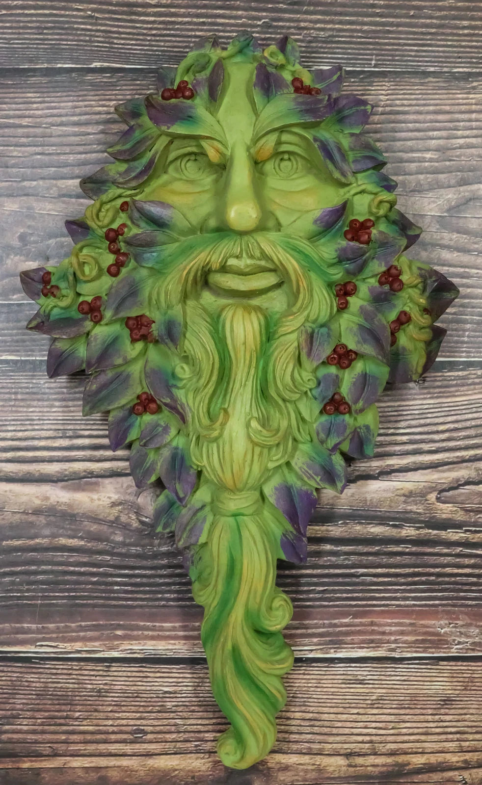 Celtic Winter Solstice Greenman Hanging Wall Decor Plaque 12.75" High-10