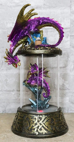 Purple Dragon Guarding Hatchling Celtic Knot Canister Backflow Incense Burner-1