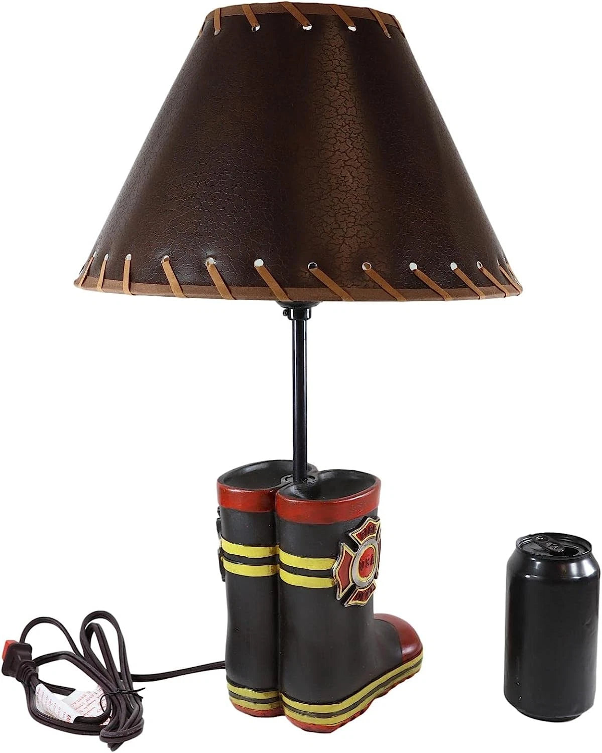 American Hero Fire Fighters Fireman Boots Desktop Table Lamp With Laced Shade-10