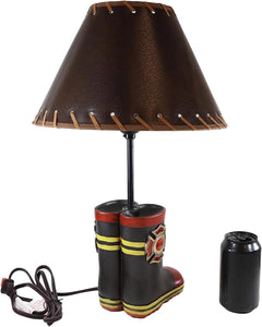 American Hero Fire Fighters Fireman Boots Desktop Table Lamp With Laced Shade-10