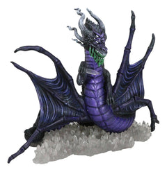 Earth Elemental Purple Moonlight Spider Arachnafaria Dragon On Crystals Statue-9