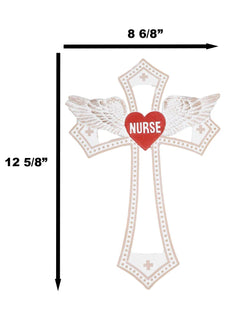 Western Physician Healer Red Heart With Angel Wings Nurse Wall Cross Decor-9