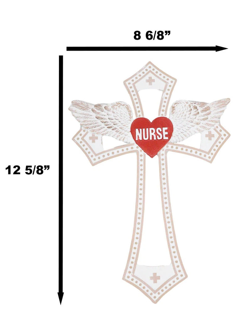 Western Physician Healer Red Heart With Angel Wings Nurse Wall Cross Decor-9