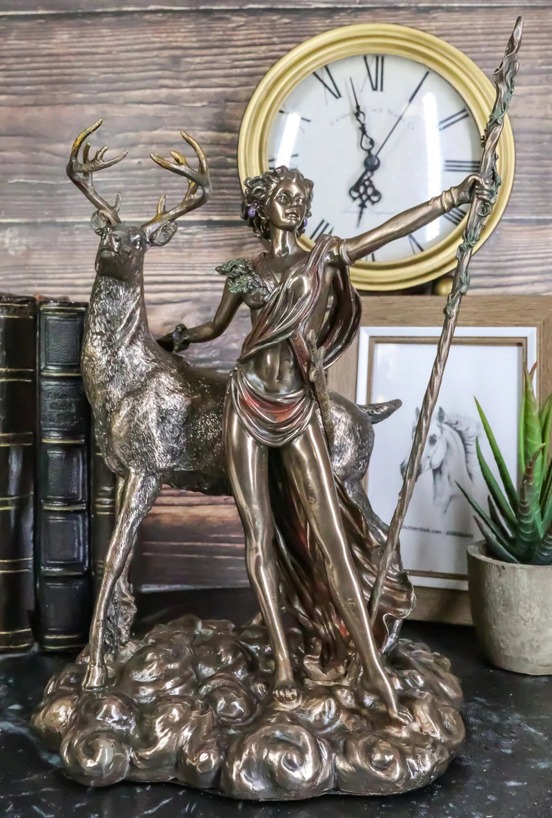 Greek Roman Goddess Of The Hunt Moon And Nature Diana With Stag Statue Artemis-8