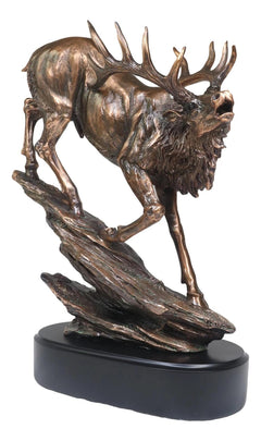 Large Bellowing Wapiti Bull Elk Deer Rustic Bronze Electroplated Finish Statue-10