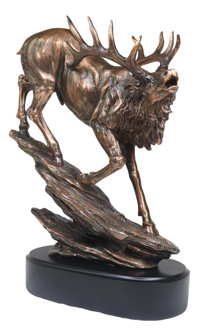 Large Bellowing Wapiti Bull Elk Deer Rustic Bronze Electroplated Finish Statue-10